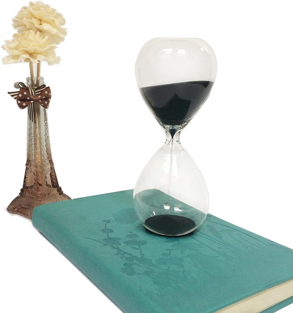 Hourglass, HoveBeaty Hand-Blown Sand Timer Set for Time Management 15 Minutes Durable Glass Construction (15 Min, Black)