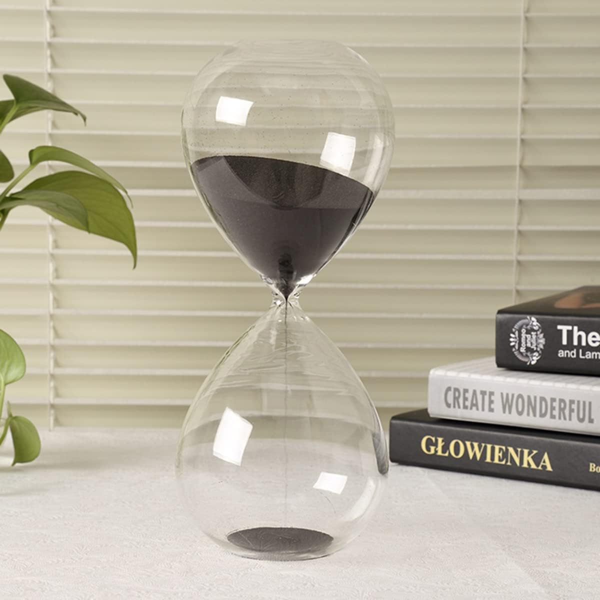 Hourglass, HoveBeaty Hand-Blown Sand Timer Set for Time Management 15 Minutes Durable Glass Construction (15 Min, Black)